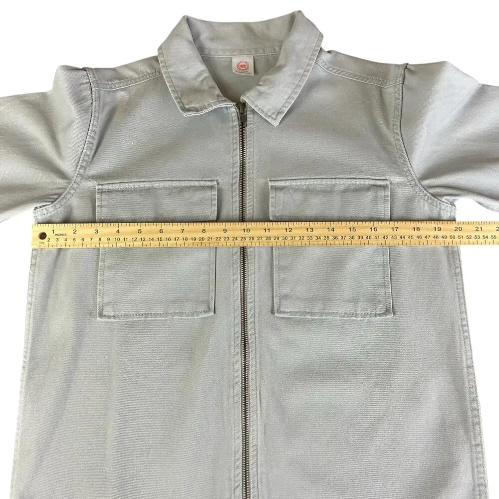 Wonder Nation Twill Jacket Kids Sze XL Light Gray Utility Chest Pockets Full Zip